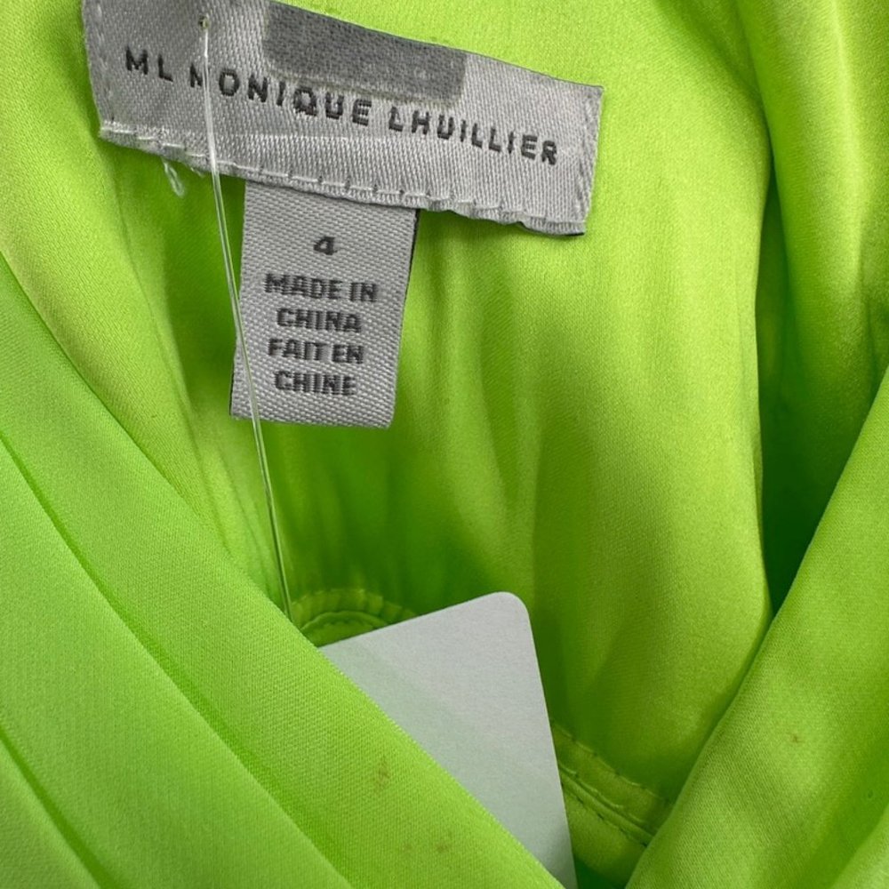 ML Monique Lhuillier Neon Pleated Chiffon Maxi Evening Gown Size US 4 - Picture 7 of 7